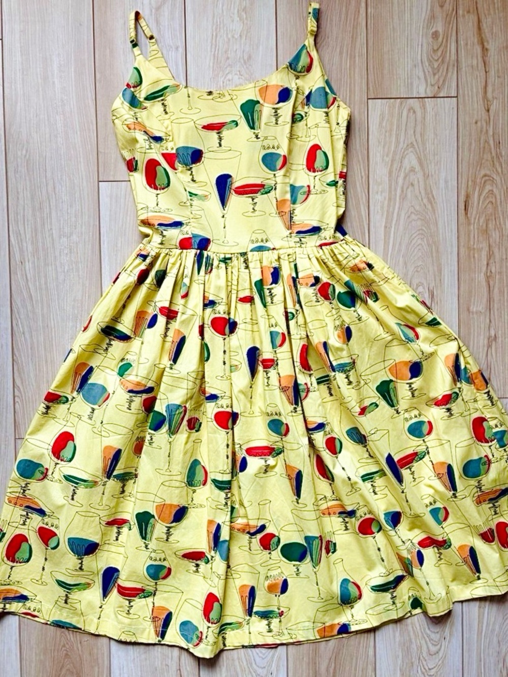 Tatyana Cocktail Novelty Print Midi Dress XS Bettie Page Retro Fit and Flare XS